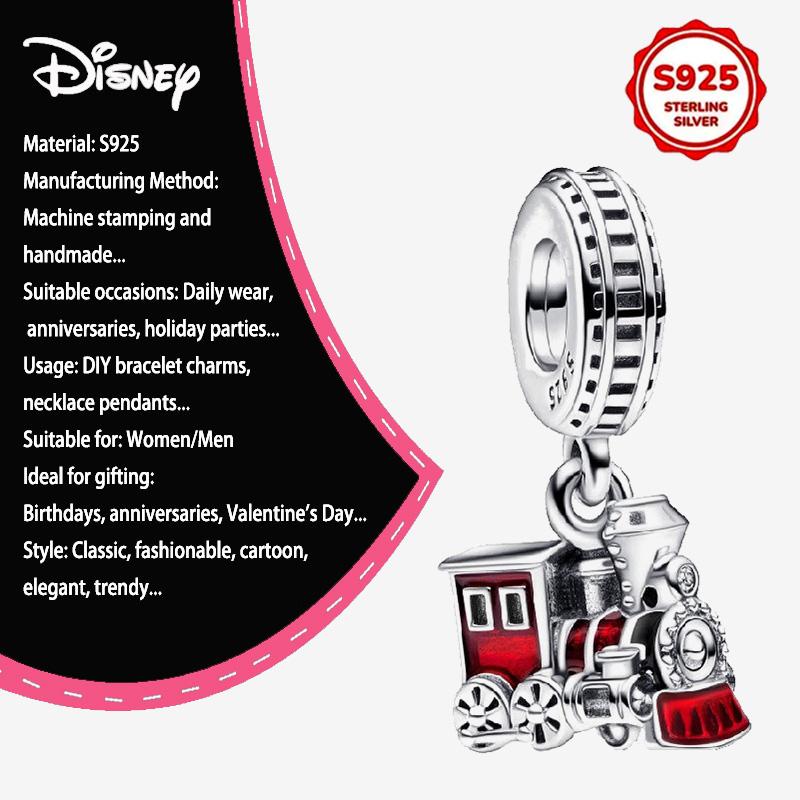 New Disney 925 Silver Winnie & Stitch Charms for Bracelet Necklace DIY Jewelry Gifts Holiday Party