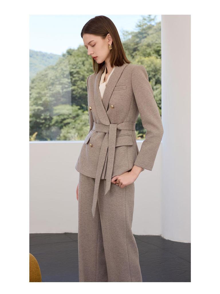 Damen Woll Haferflocken Anzugset: High-End Herbst/Winter 2025 Arbeitskleidung