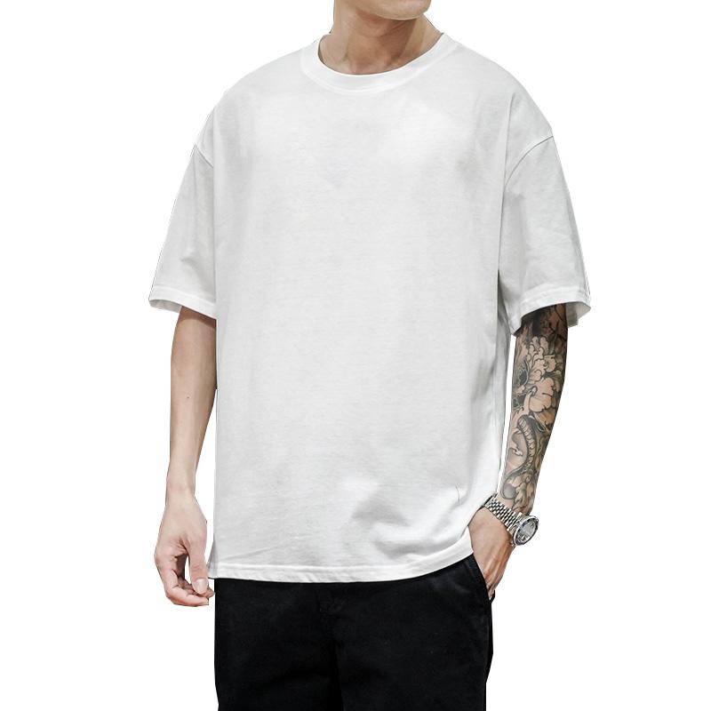 Tricou pentru bărbați nou de vară Tricou solid la modă pentru bărbați Hip Hop supradimensionat cu mânecă scurtă, casual, din bumbac, tricouri de top pentru bărbați