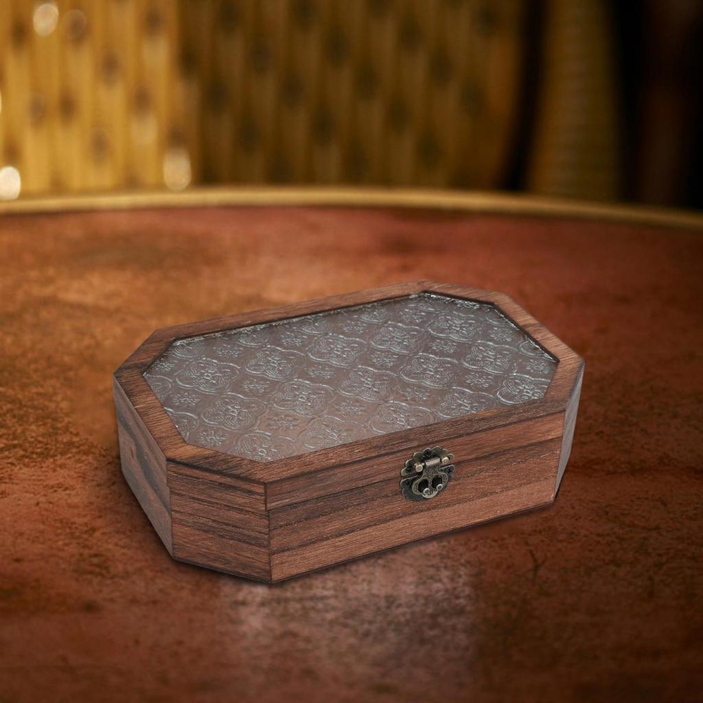 Handcrafted Solid Wood Storage Box with Elegant Begonia Flower Design