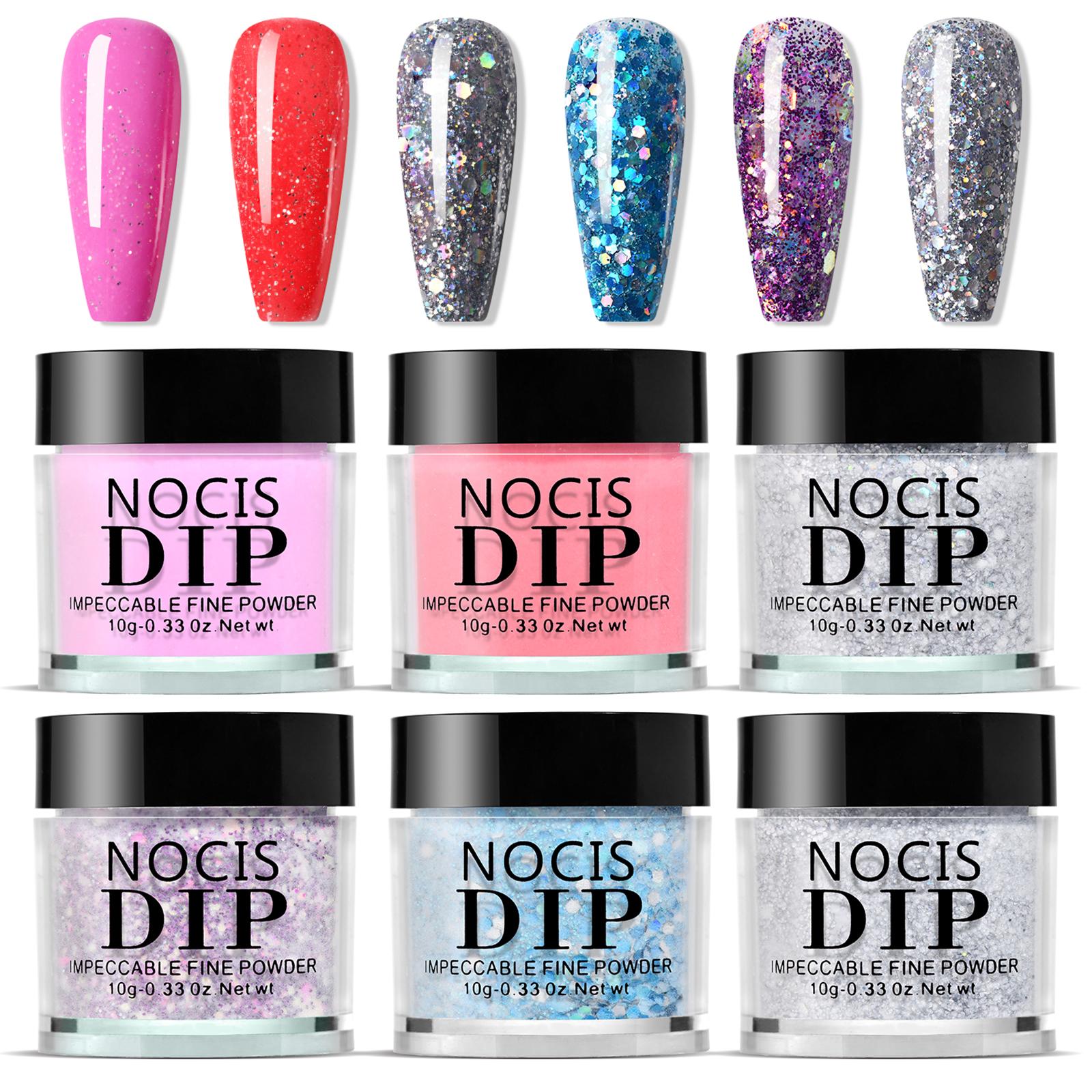

NOCIS 6 кольорів Набір пудри для нігтів Nail Art Dip Powder Kit Fastdriying No UVLED Nail Lamp NCSKJ-159 різнокольоровий