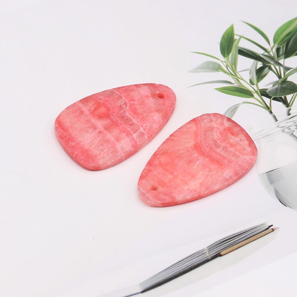 Natural Stone Teardrop Pendant, Striated Pink Crystal Charms for DIY Necklace & Bracelet, Boho Daily Wear Handmade Jewelry Craft Accessory Unisex Gift