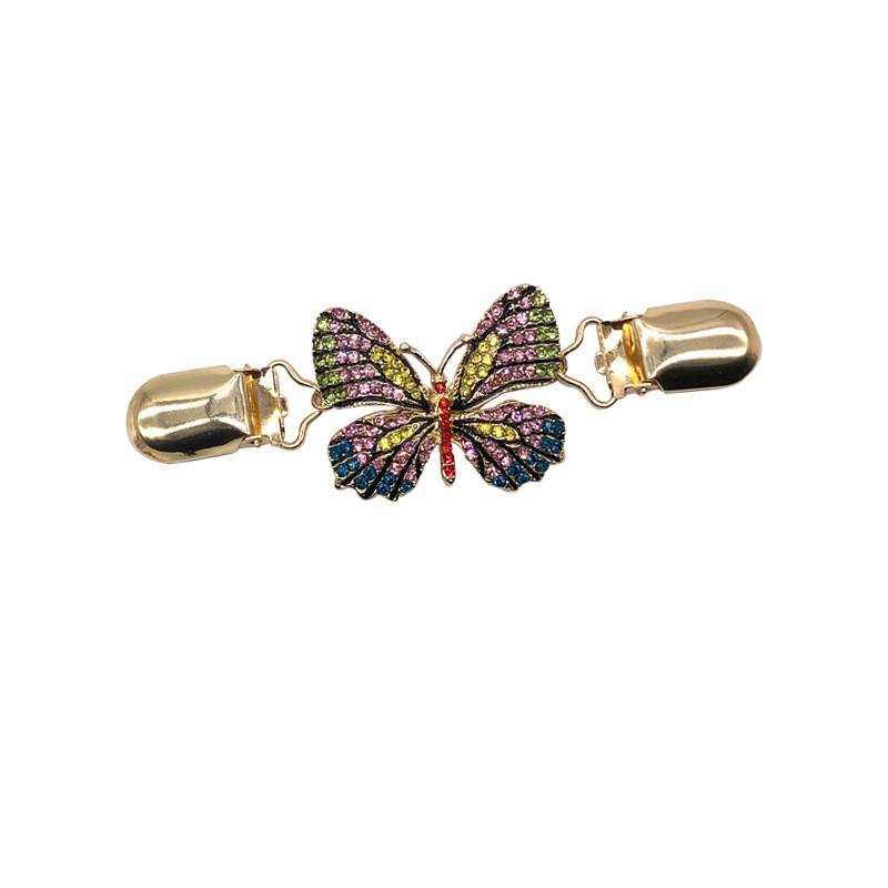Butterfly Enamel Brooch Pin For Women With Alloy Material And Sparkling Detailing