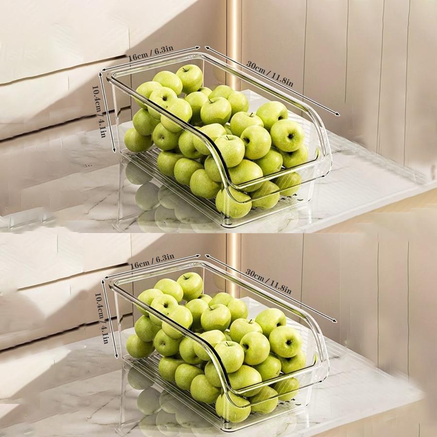 Clear Fridge Organizer, Refrigerator Organizer Bins with Handle, Freezer, Kitchen Cabinet, Pantry Organization, Fridge Organizer