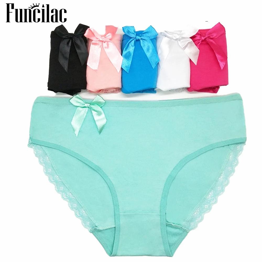 Women's Cotton Briefs Sexy Print Ladies Panties Big Size Mid-rise Women Underwear Cotton Crotch 2XL 3XL 4XL 6 Pcs/set