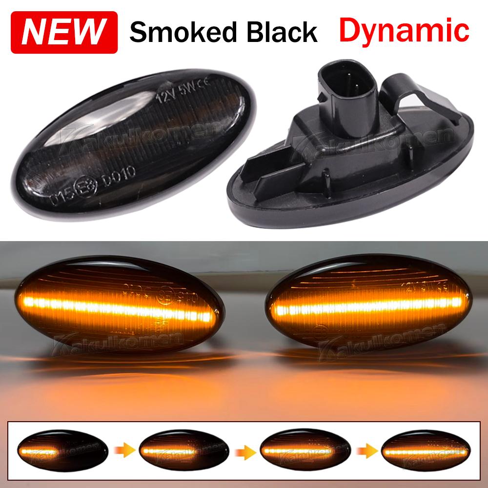 2piece LED Side Indicator Repeater Turn Signal Blinker Lamp For Mazda 2 3 5 6 GG1 GY BT-50 MPV II Smoked Clear Dynamic Lights