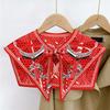 Women Shirt Detachable Fake Collar Ladies Floral Pattern False Fake Collar Vintage Half Shirt Necklace Shawl Shoulder Wraps