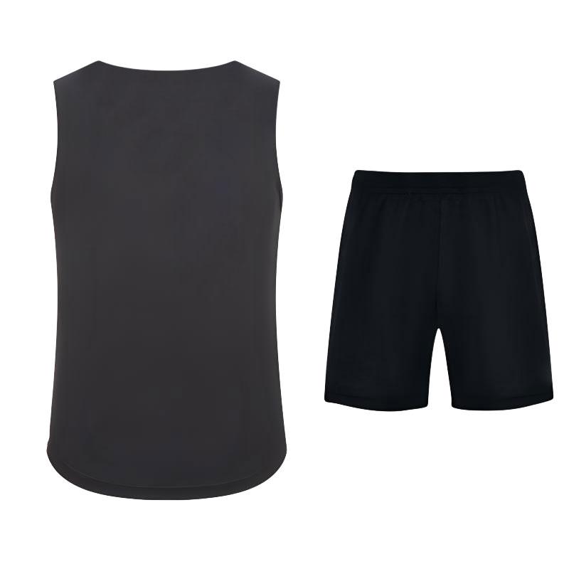 Li-Ning Solid Color Round Neck Sleeveless T-Shirt And Mid-Waist Elastic Shorts Casual Sports Set Men Sets Black ZHMB407-1+ZHMB063-2