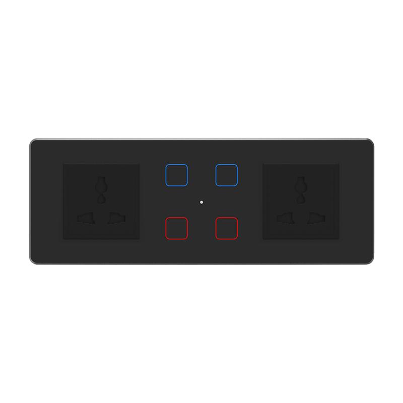 Indian Standard Smart Wall Switch & Socket Combo 6M Glass Touch Light Control WiFi for Tuya Compatible with Smart Life App