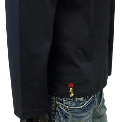 Battou Musume Men's Long Sleeve T-Shirt with Japanese Pattern, 243892 (JP, Alphabet, M, Black)