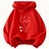 Fashion Children Hoodie, Elegant Line Drawing Cat With Paw Print Decor Pattern Pullover Sweatshirt, Fall Winter Casual Sport Long Sleeve Top