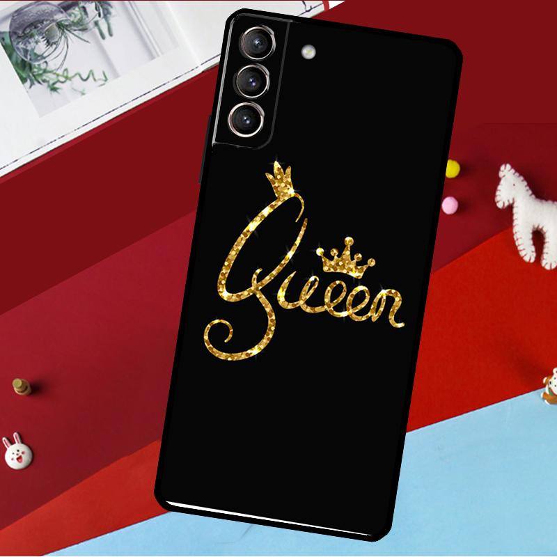 Cute King Queen Crown Funda For Samsung Galaxy S26 S25 S24 S21 S22 S23 Ultra S10 Plus S20 FE S25 FE Phone Case