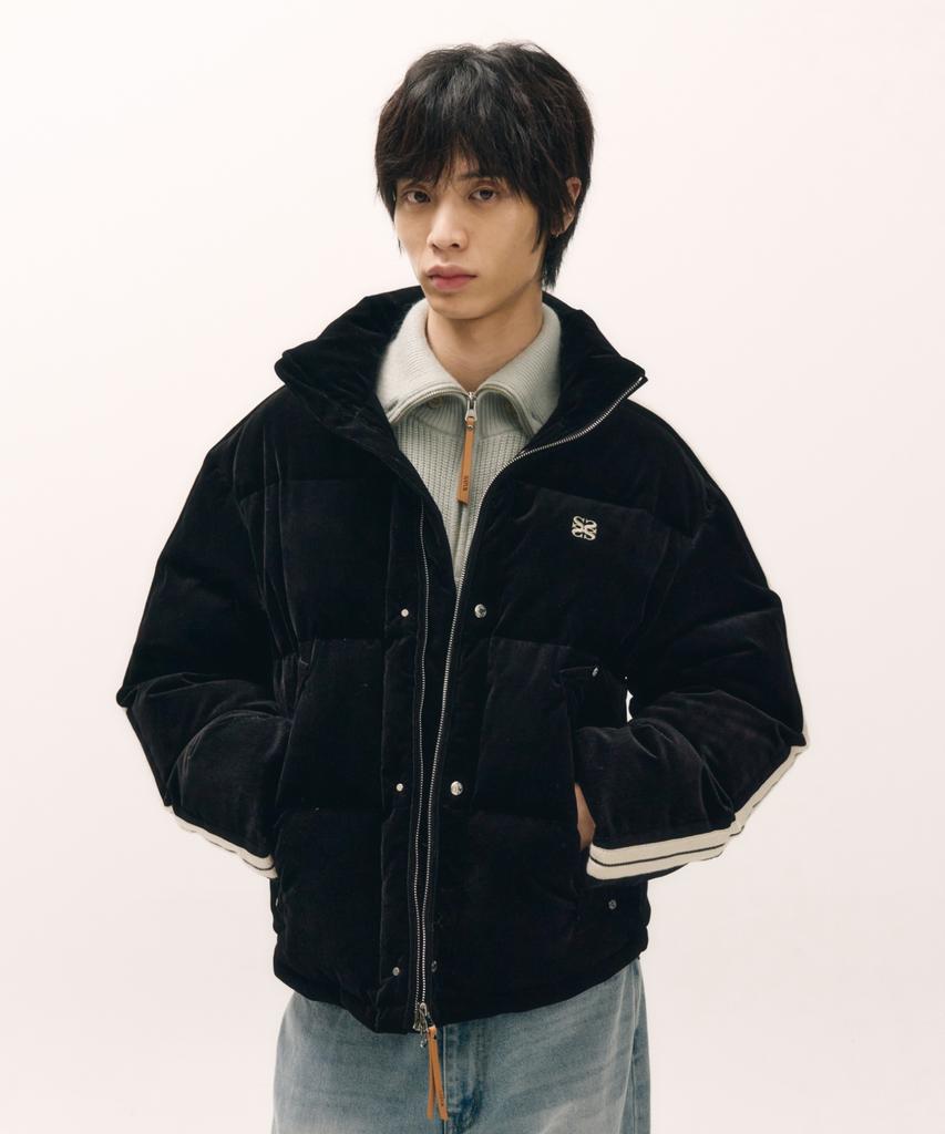 Satur Lorton Corduroy Duck Down Padded Jacket Black