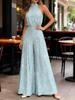 Summer Style Women's Sleeveless Printed Jumpsuit with Tie-Up Wide-Leg Pants