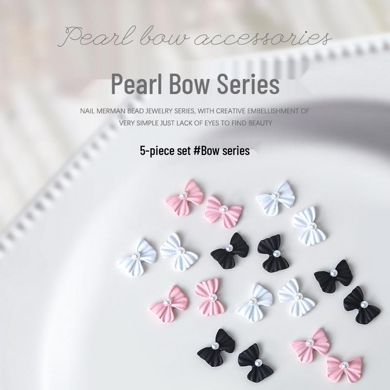 

Pearl Bowknot & Rhinestone Heart Nail Art Decorations - 5 pcs