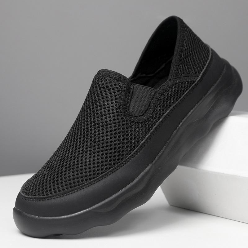 Tênis Masculino de Lona Slip-On Respirável - Tênis Casuais Confortáveis de Malha de Seda de Gelo para Primavera e Outono