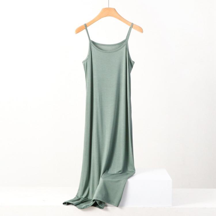Plus Size Loose Fit Modal Camisole Pajamas Dress Comfortable Anti Exposure for 200 Lbs