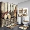 Sport Game Fabric Shower Curtain Set Cool Basketball Soccer Volleyball Rugby Baseball Graffiti Sports Theme Bathroom Set Decor