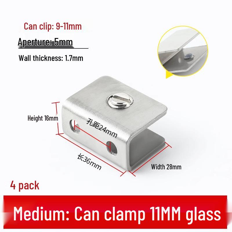 Nerezová skleněná svorka pro police a skříně