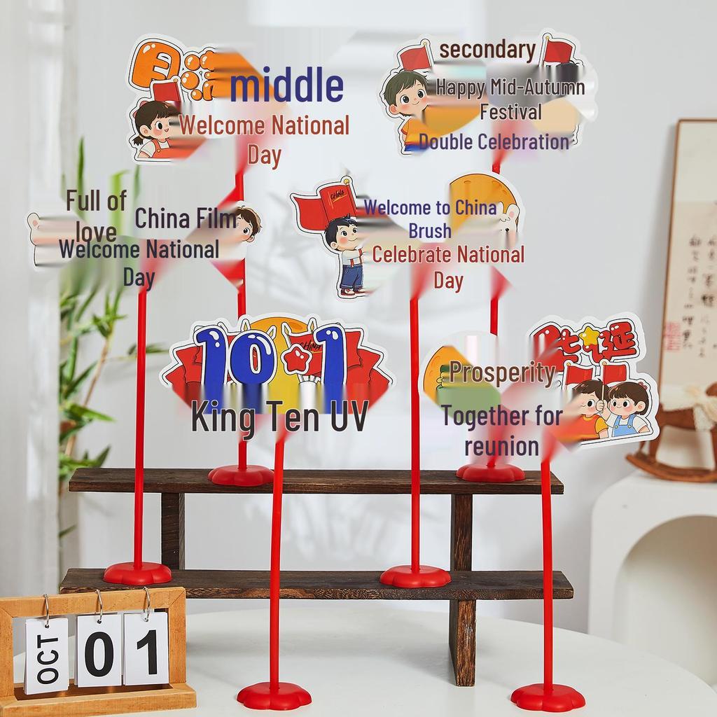 2025 Mid-Autumn Festival & National Day Cat Decor Sign for Shopping Mall & Store Counter Display