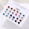 12Pairs/Set Colored Zircon Crystal Stud Earrings For Women Minimalist Geometric Imitation Pearl Round Bead Earring Trend Jewelry