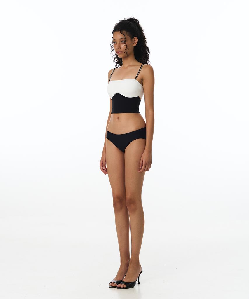 VINAJ Chain Contrast Tube Top Bikini Bra (Black)