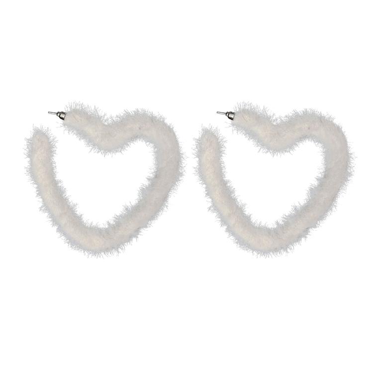 Sweet Cool Plush Heart Hoop Earrings Exaggerated Dangle Earrings Birthday Gift