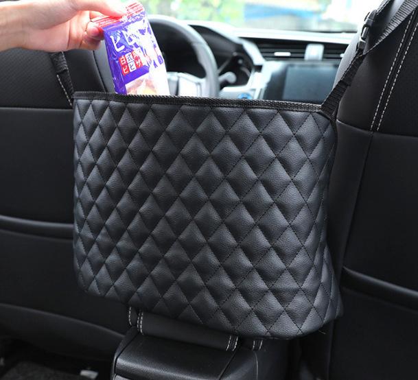 Diamond Pattern Car Seat Storage Net: Multi-Function Hanging Pocket Bag