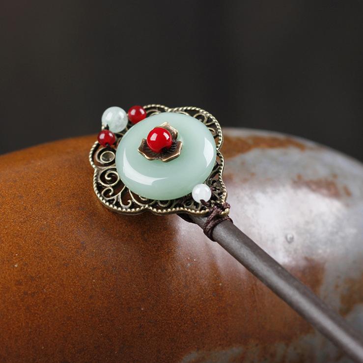Retro Walking Hairpin, Ancient Hanfu Fringed Headdress, Hairpin, Court Classical Disc Hair, Wooden Hairpin, Hair Accessories