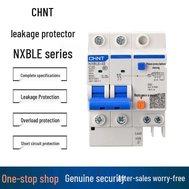 Chint 2P MCB Circuit Breaker with Air Switch, 220V RCD, 32A/63A, for Three-Phase Household Electrical Protection