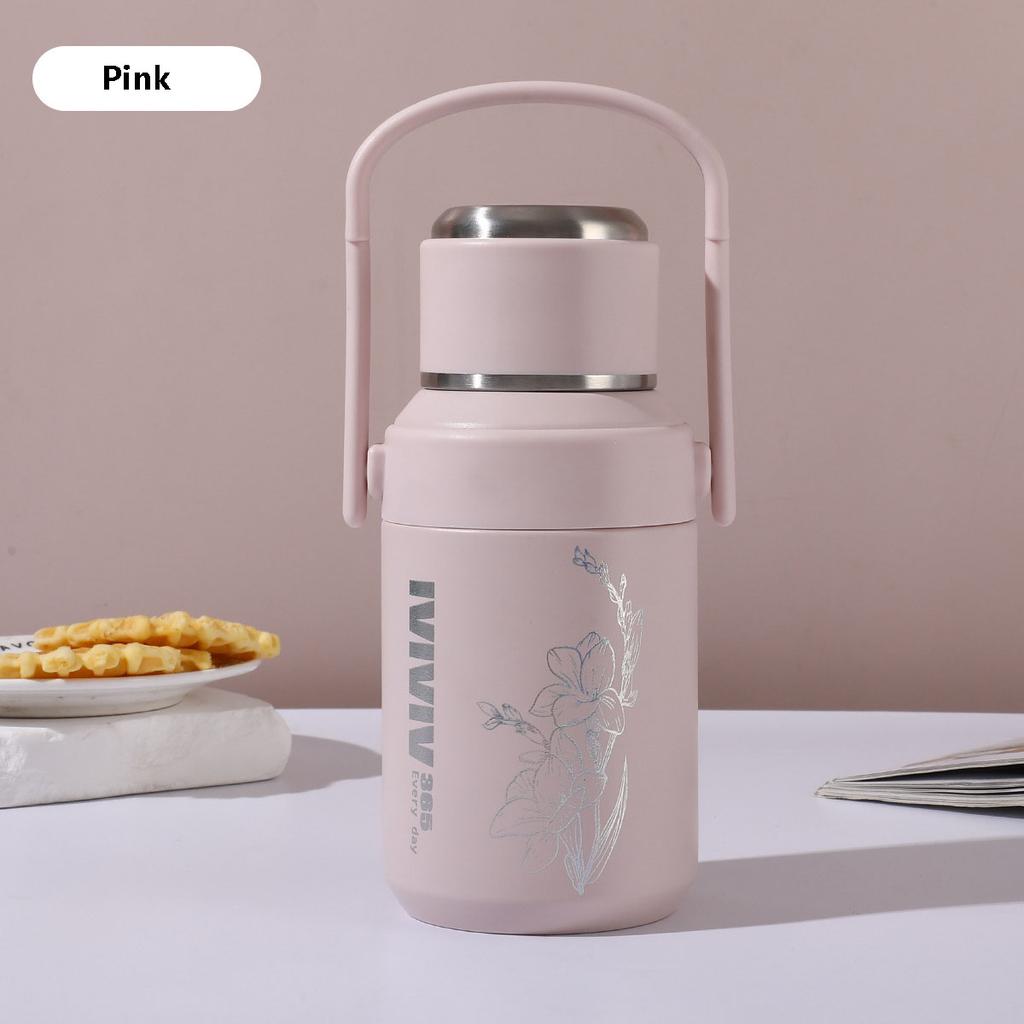 800ml Stainless Steel Insulated Water Bottle with Lid and Handle Multi-Purpose Large Capacity Leakproof for Travel Office School