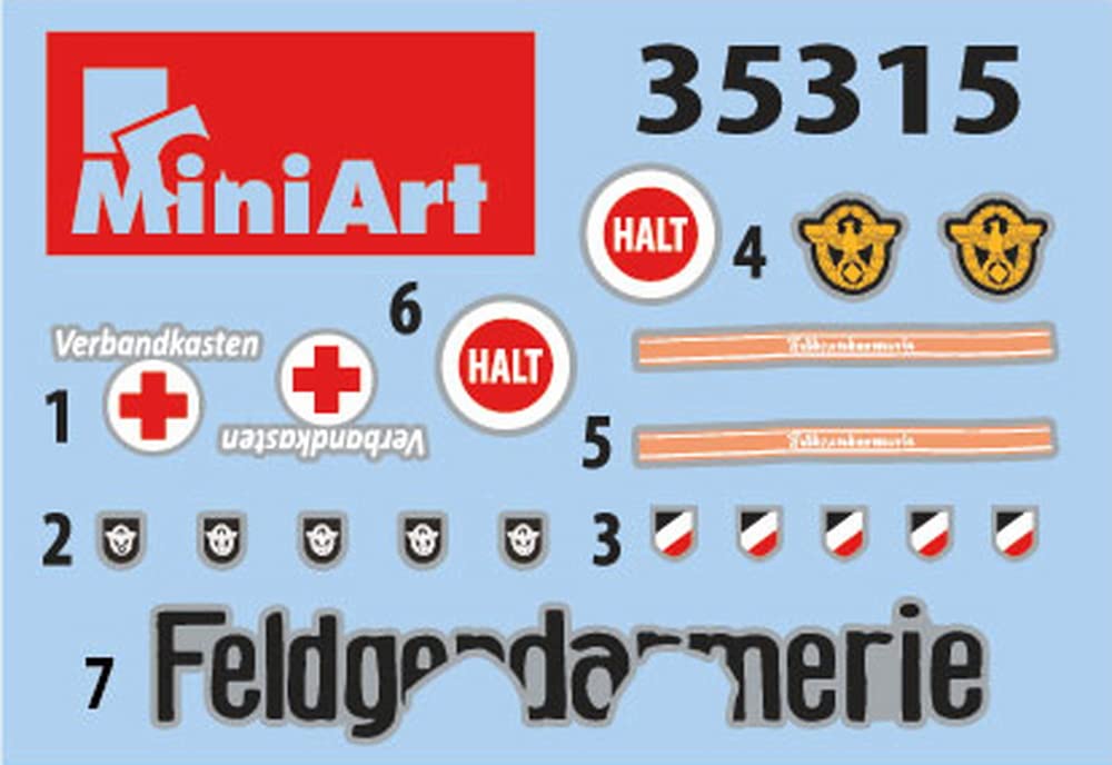 MiniArt Scale German Army Field Gendarmerie Set of with Weapons and Plastic Model Kit MA35315 1/35 5, 1930s-40s, Equipment,