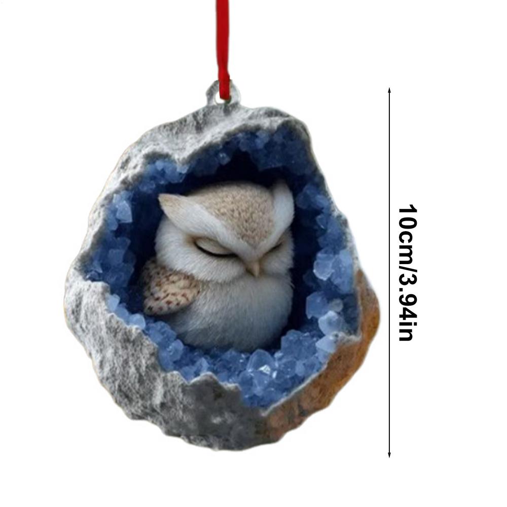 Christmas Raccoon Acrylic Pendant Owl Squirrel Bunny Bird Acrylic 2D Flat Pendant Animal Christmas Ornament Home Decor