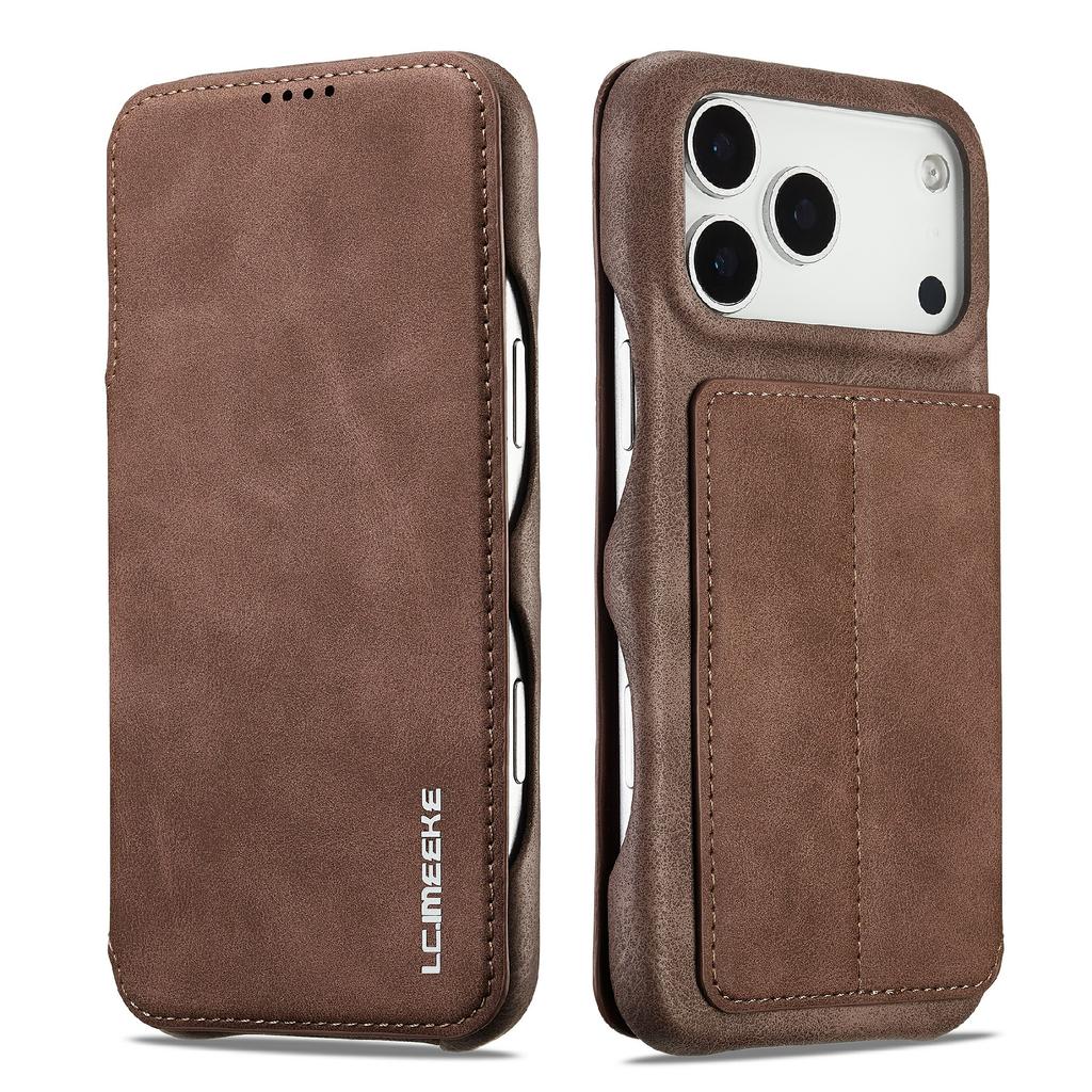 LC.IMEEKE For iPhone 17 Pro Case Card Holder Stand Leather Phone Cover