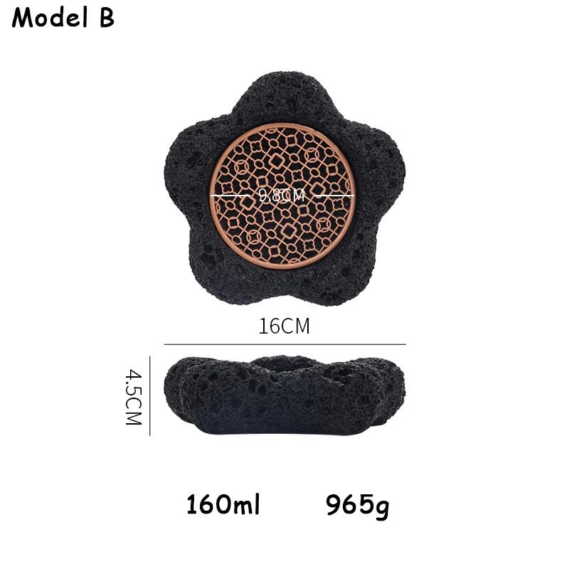 Japanese Style Salmon Tray Hotel Creative Tableware Coal Ball Volcano Stone Artistic Dish Black Sushi Sashimi Plate Food Display