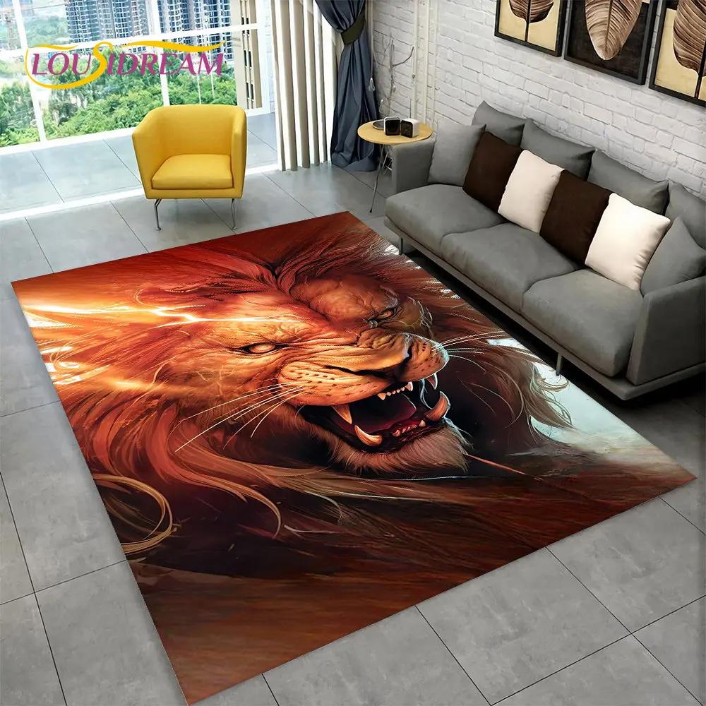 Novo tapete grande de área de animal de leão de sonho 3D, tapete de carpete para sala de estar, quarto, sofá, capacho de decoração, tapete de chão antiderrapante para brincadeira de criança