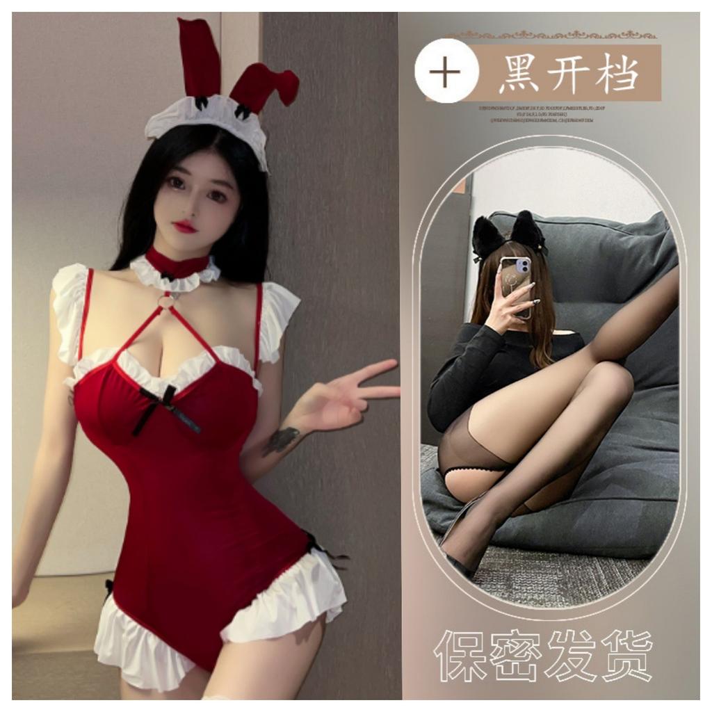 Sexy Lingerie Pure Desire Christmas Uniform Seduction Sexy Red Open Girl Suit Dress Passion Seduction