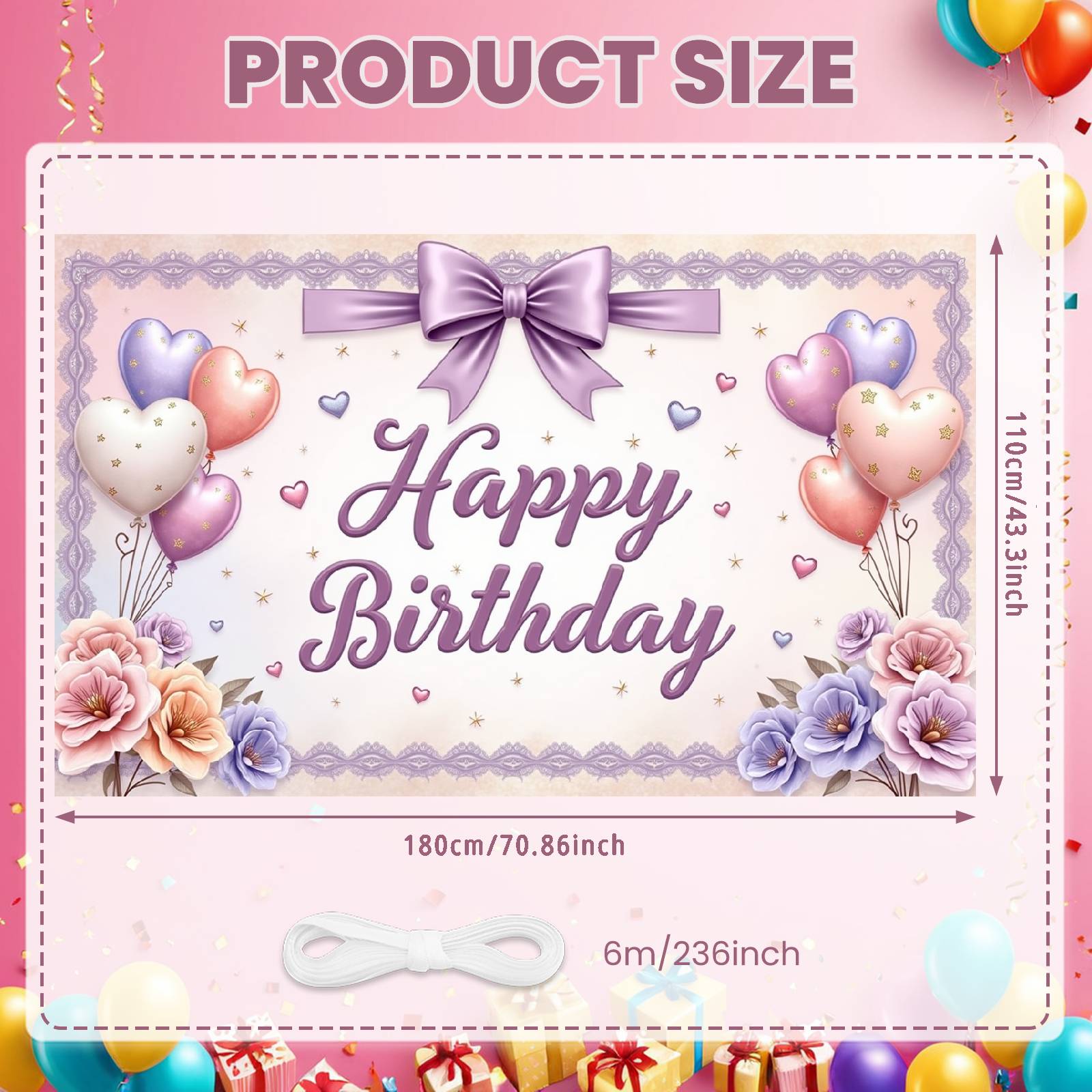 

Banner Lavender Pink Tone Birthday Display Celebration Background Pink Floral Branches Party Background For Friend Adult