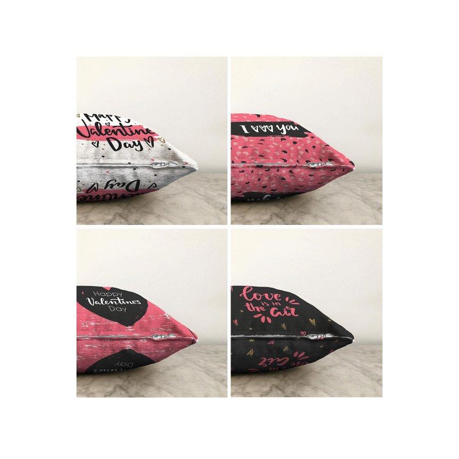 4 Pieces Valentine's Day Concept Double Sided Printed Cushion Cover Set