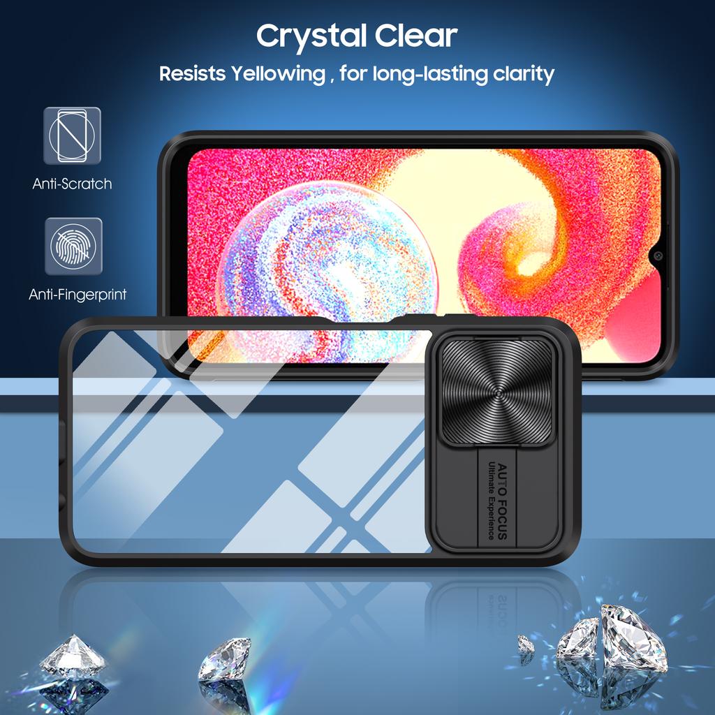 Shockproof Transparent Case for Samsung Galaxy A04E A04S A04 M04 F04 A03S A03 Core A02S Slide Metal Lens Protective Cover