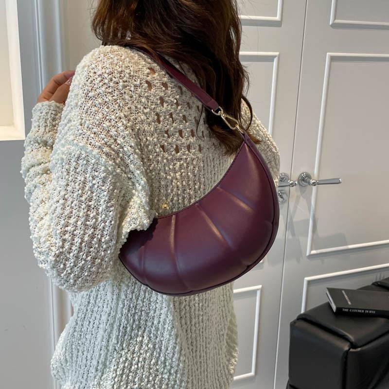 Light Luxury Portable Crescent Bag Women's Bag Autumn New Splicing Shoulder Bag Commuter Armpit Bag