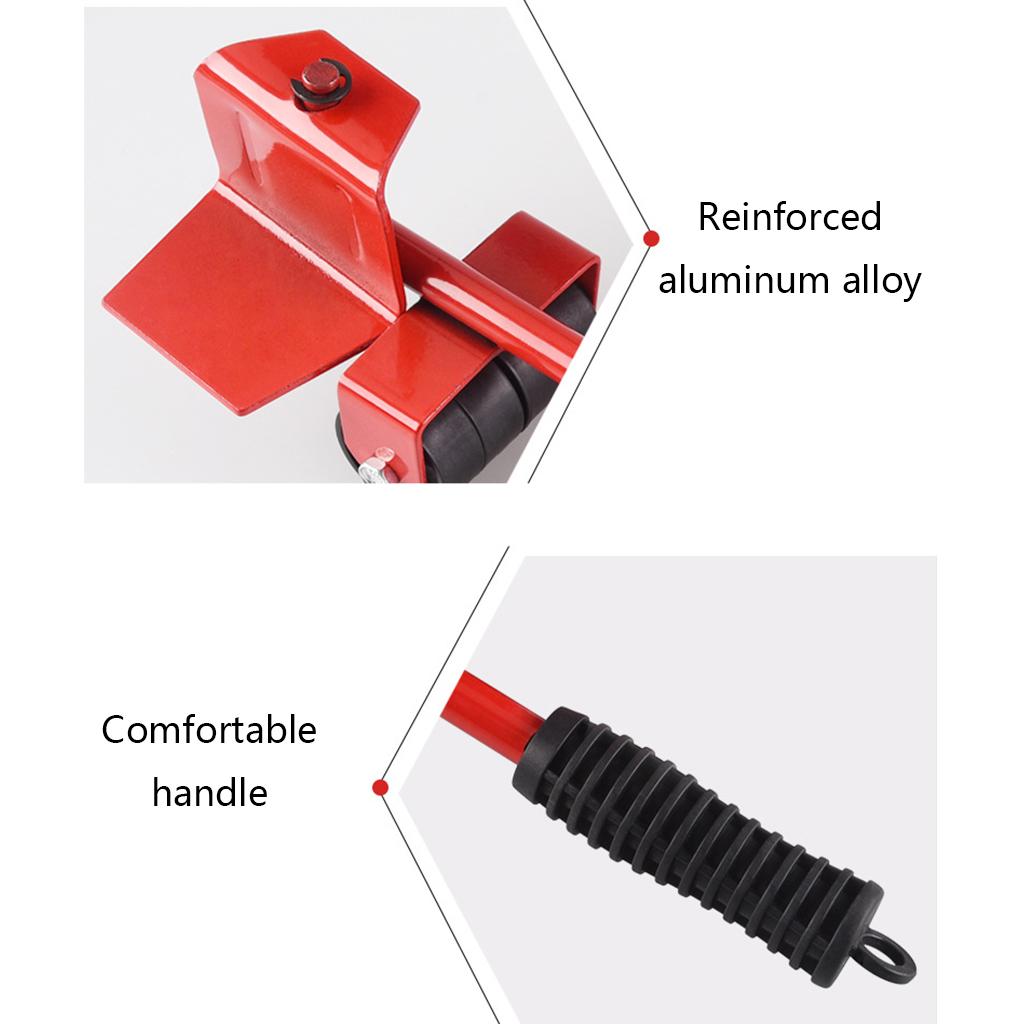 360° Furniture Mover Tools Transport Lifter Heavy Stuffs Moving 4 Wheeled Roller Universal Pulley for w/ 1 Furniture Lif