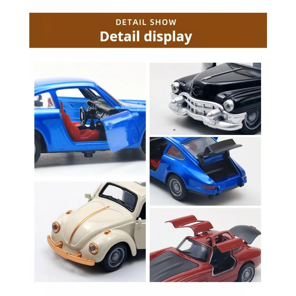Maßstab 1/36 Oldtimer-Klassiker Legierungs-Automodell Dreitüriges Kinderspielzeugauto Käfer Rückzugauto Sammlung Ausstellung Jungengeschenk