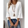 BITCED Women's Fashion Casual Solid Color Print O-Neck Blouses & Shirts
