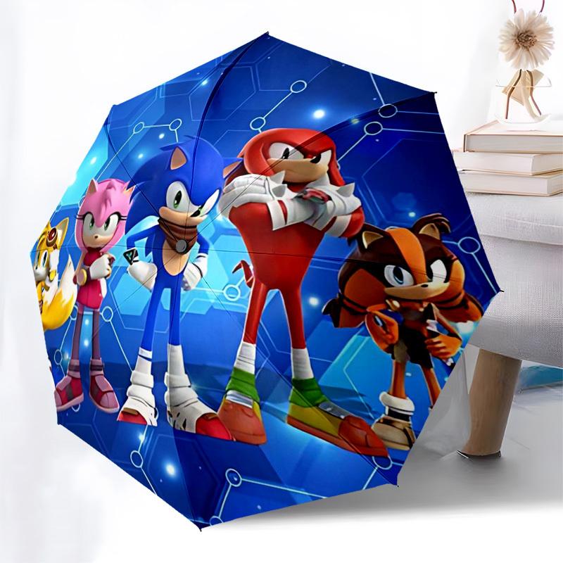

1pc Sonic the Hedgehog Automatic Folding Umbrella - Portable 3-Fold Design, 8-Bone Iron Frame Outdoor Umbrella, Perfect Gift for Fans, Travelers, Ever