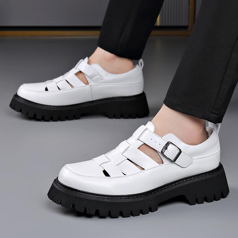 Sandalias de hombre para primavera y verano Suela gruesa estilo diseñador de moda Fiesta o trabajo Exterior de moda para jóvenes Zapatos Negros y blancos
