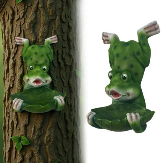 Žabí socha Krmítko pro ptáky Zahradní dekorace Žabí figurka Pryskyřice Žabí design Krmná miska na strom Venkovní použití Terasa Zahrada Přední veranda