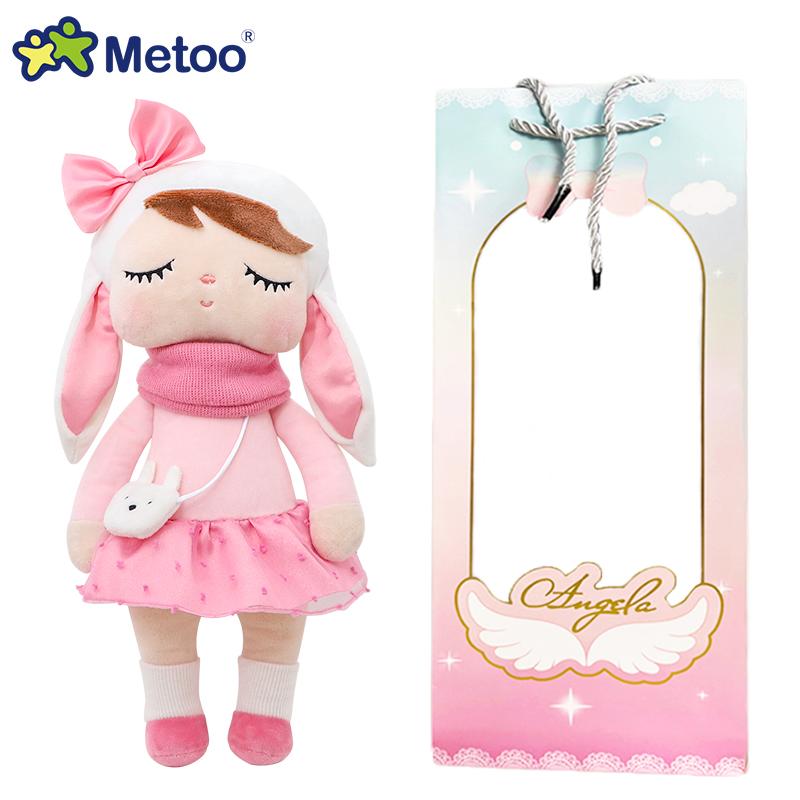 Metoo Angela Doll Rabbit Featuring Paper Pouch Boxed Stuffed Animals Plush Playthings Sleep Dolls Children Appease Infant Birth Date Holiday Gifts