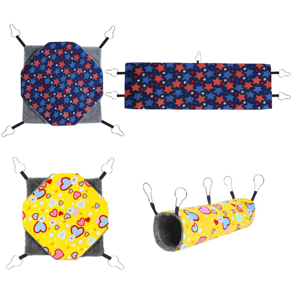 Colorful Print Ferret Hammock Hanging Tunnel Set for Small Animal Cage Bird Squirrel Chinchillas Nest Pets Supplies