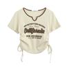 Women's Short Sleeve Large Size V Neck Short Sleeve Casual Fashion Positive Shoulder Short Top